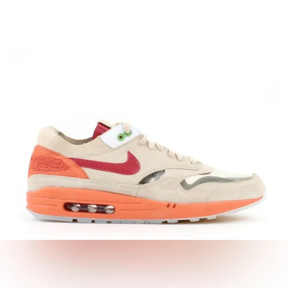 Nike x CLOT Air Max 1 Kiss of Death 2021 Tan Orange Sneakers - Picture 3 of 14